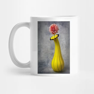 Curvy Yellow Vase With Pink Dahlia Mug